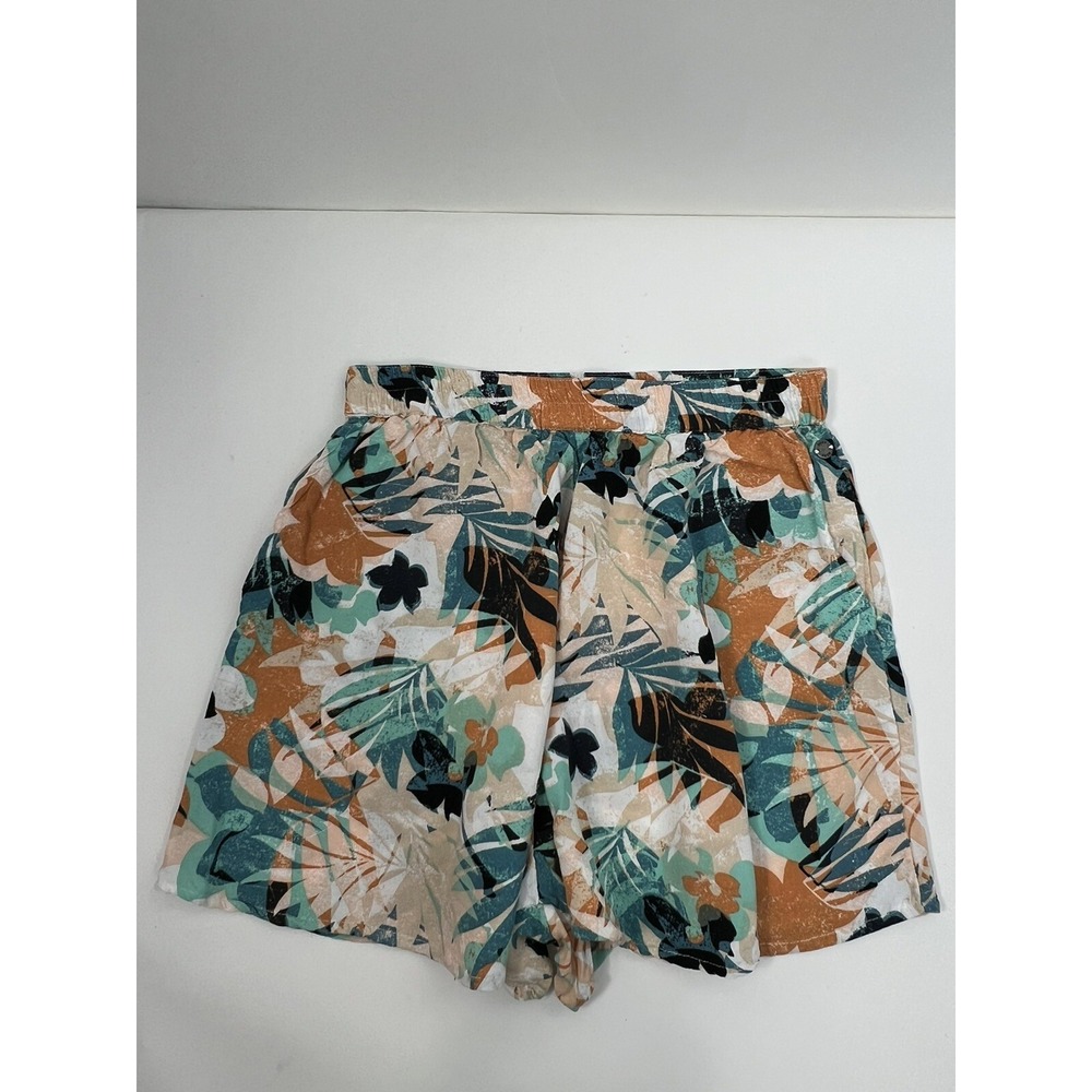 Roxy Shorts Women's Sz XS Multi Tropical Print Elastic Waist Front Slash Pockets